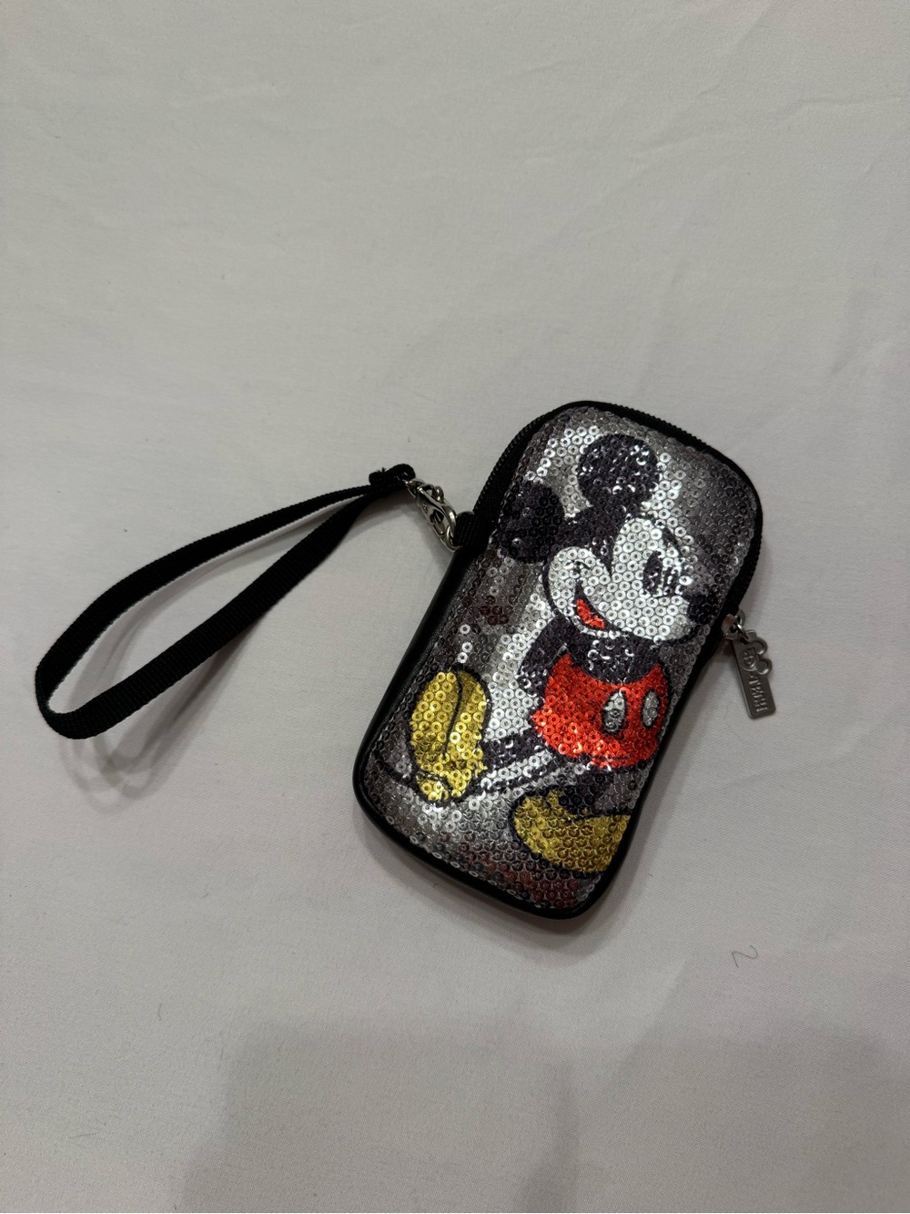 Disney Sequin Mickey Mouse Wristlet Phone Case - Black Silver Red Yellow